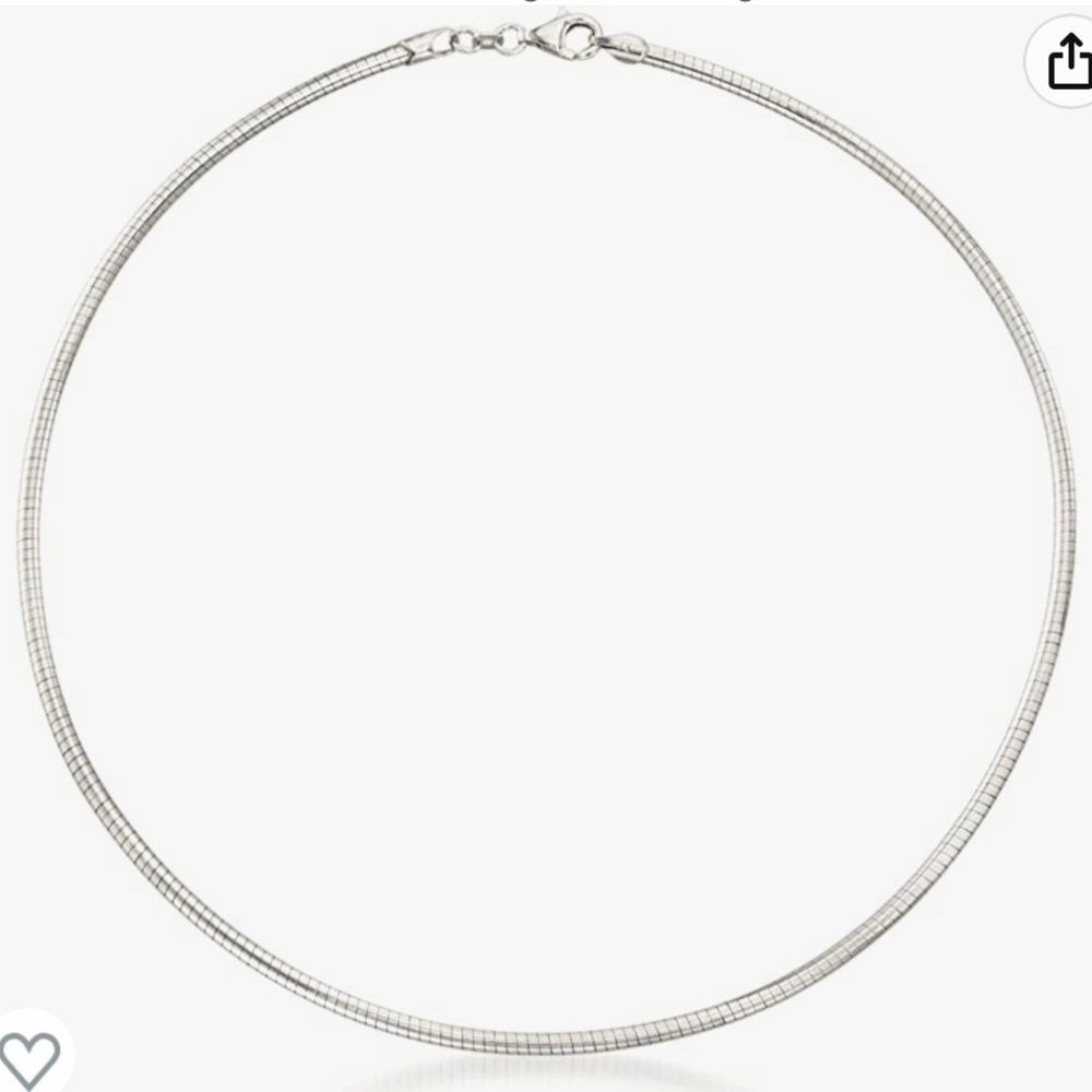 925 Sterling Silver 3MM Italian Solid Flat Omega Neclace - Made in Italy